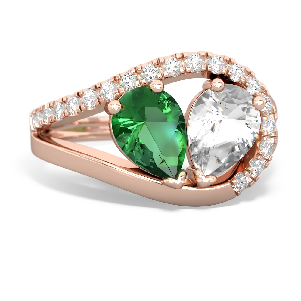 Lab Emerald Nestled Heart Keepsake 14K Rose Gold ring R5650