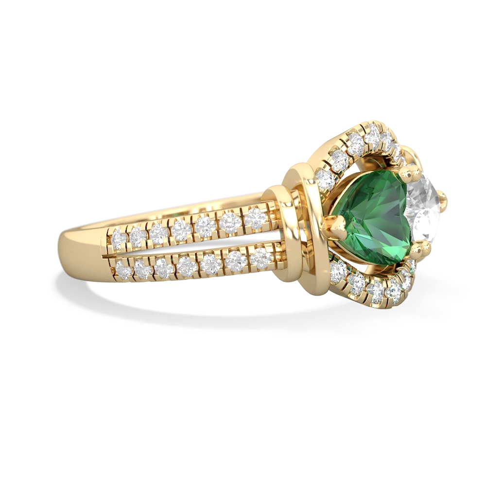 Lab Emerald Art-Deco Keepsake 14K Yellow Gold ring R5630