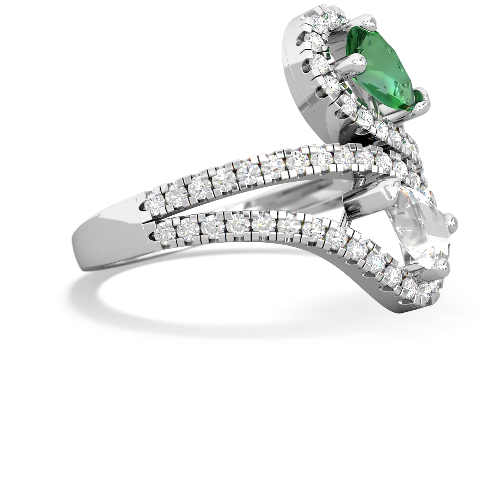 Lab Emerald Diamond Dazzler 14K White Gold ring R3000