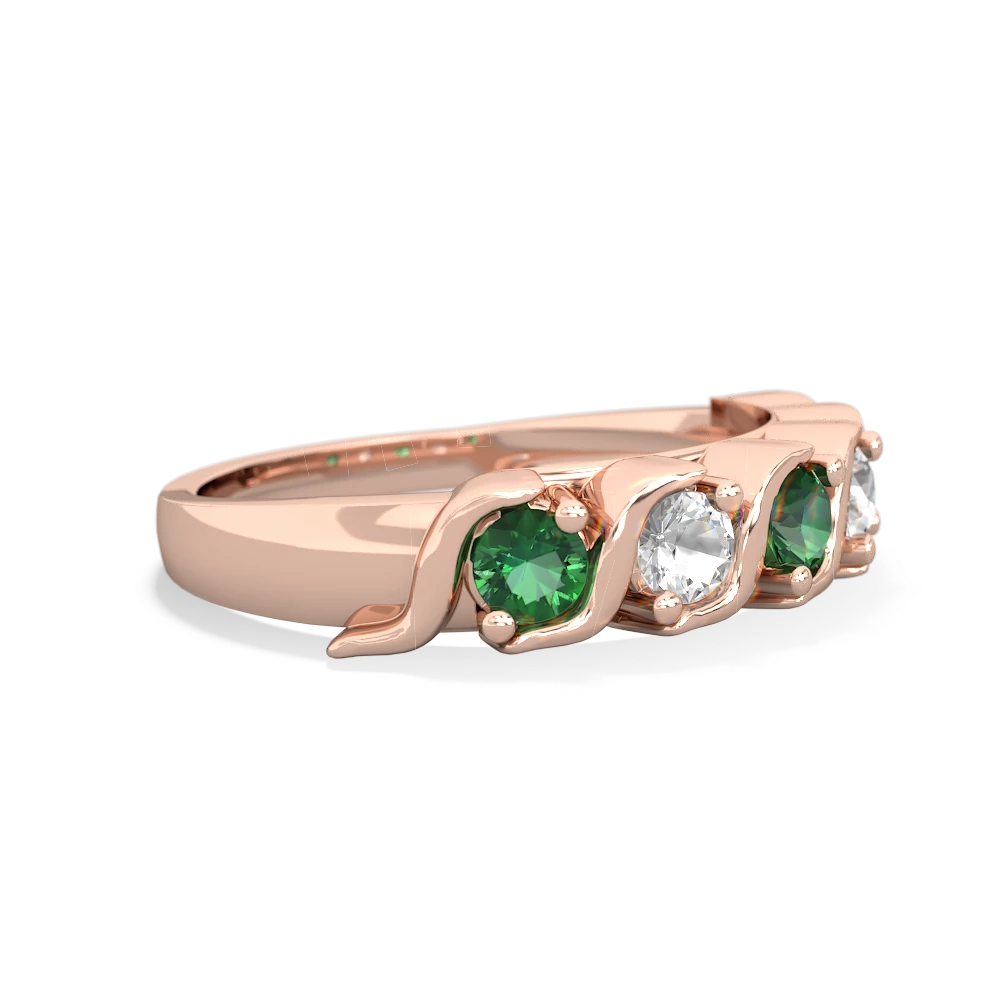 Lab Emerald Anniversary Band 14K Rose Gold ring R2089