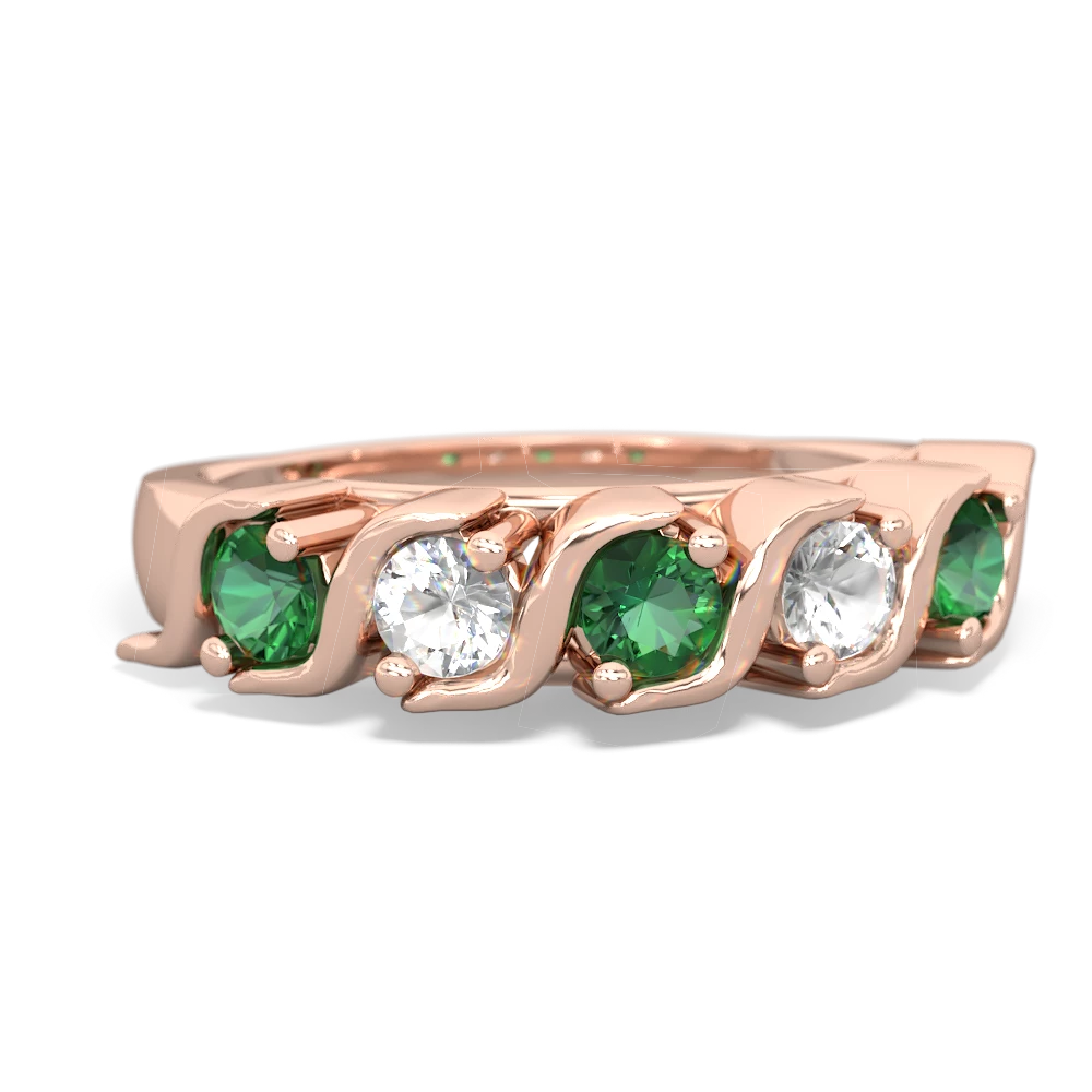 Lab Emerald Anniversary Band 14K Rose Gold ring R2089