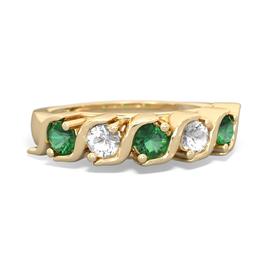 Lab Emerald Anniversary Band 14K Yellow Gold ring R2089