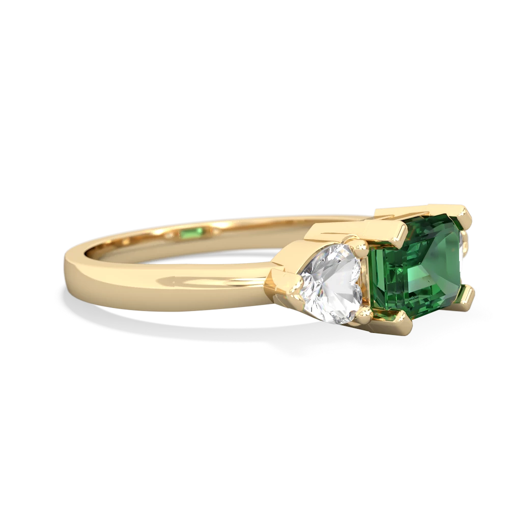 Lab Emerald Three Stone 14K Yellow Gold ring R5235