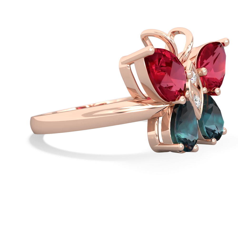 Lab Ruby Butterfly 14K Rose Gold ring R2215