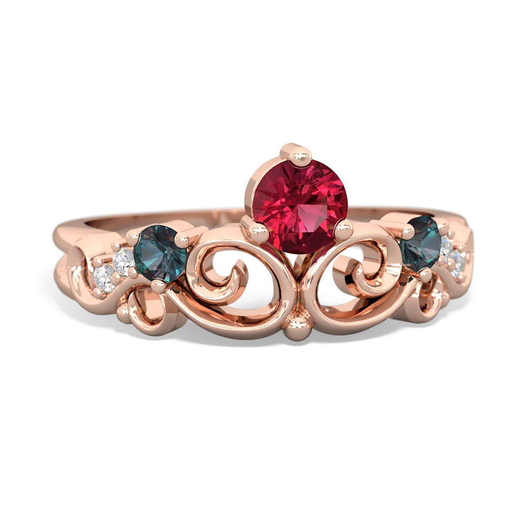 Lab Ruby Crown Keepsake 14K Rose Gold ring R5740