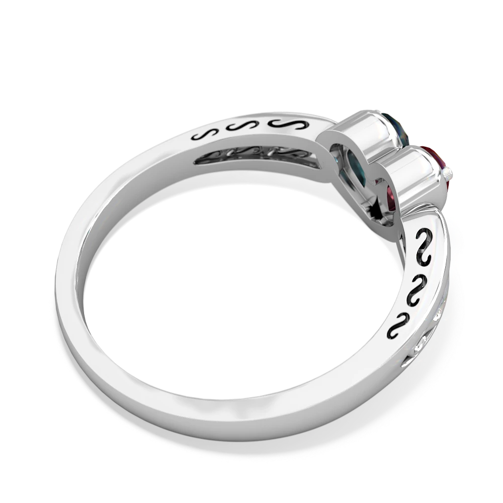 Lab Ruby Filligree 'One Heart' 14K White Gold ring R5070