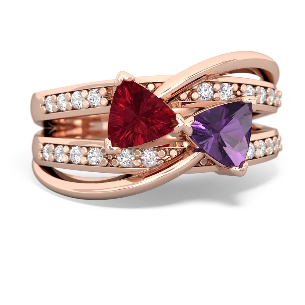 Lab Ruby Bowtie 14K Rose Gold ring R2360