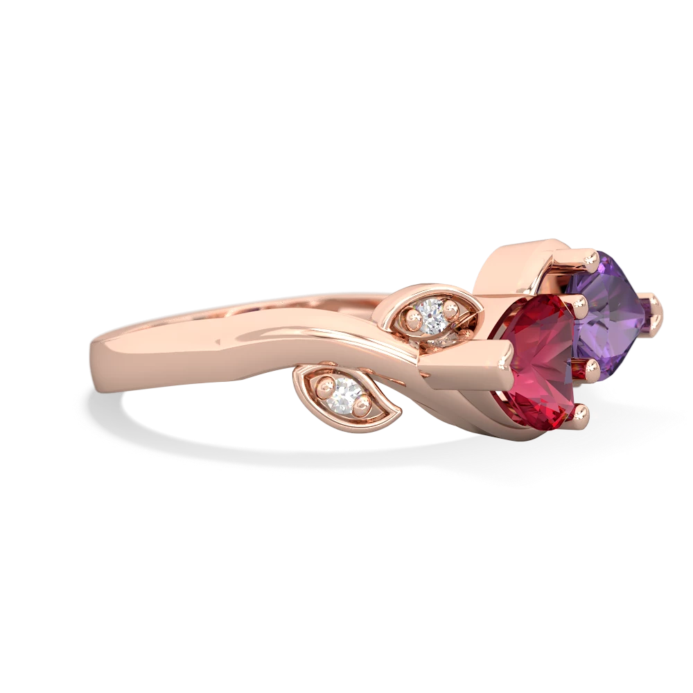 Lab Ruby Floral Elegance 14K Rose Gold ring R5790