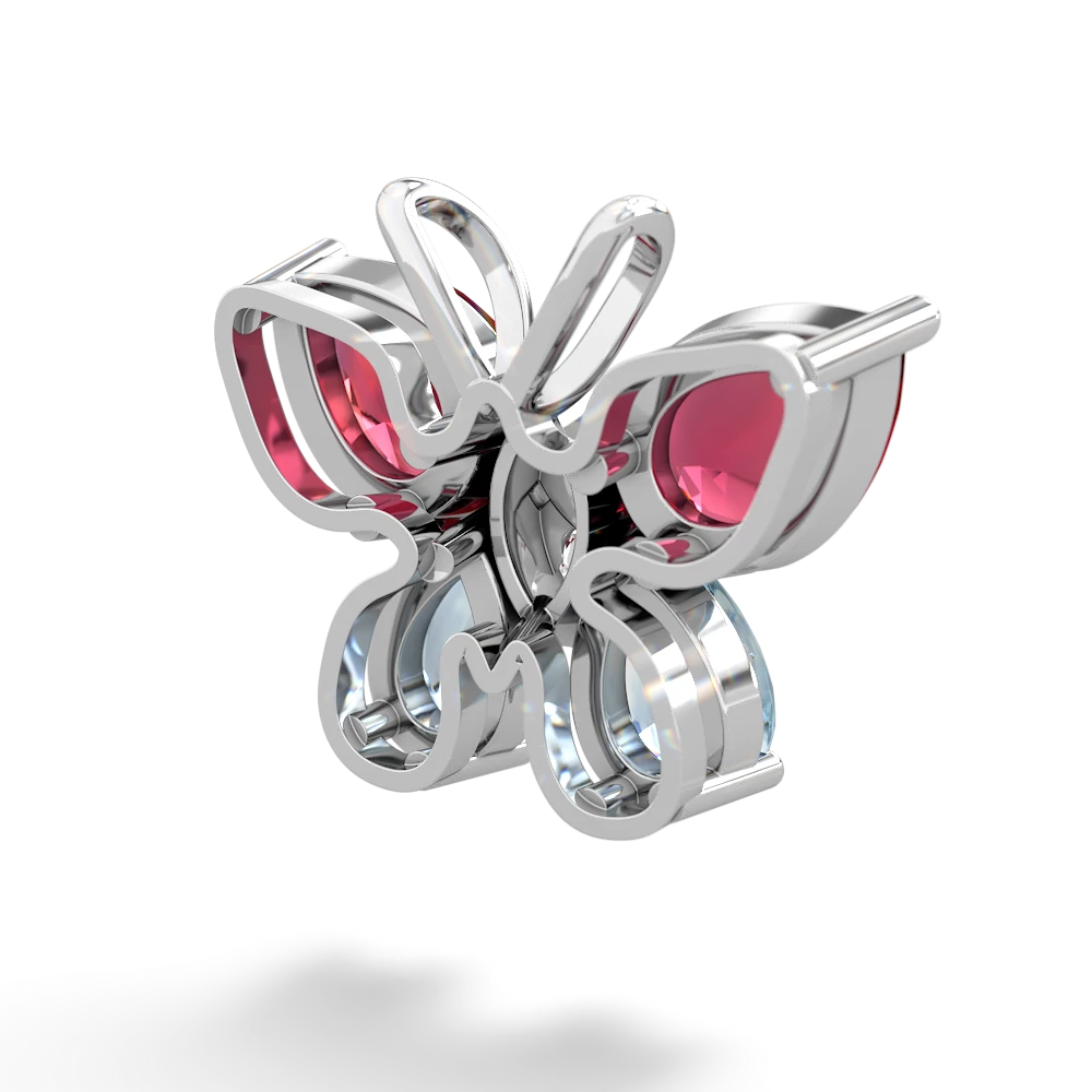 Lab Ruby Butterfly 14K White Gold pendant P2215