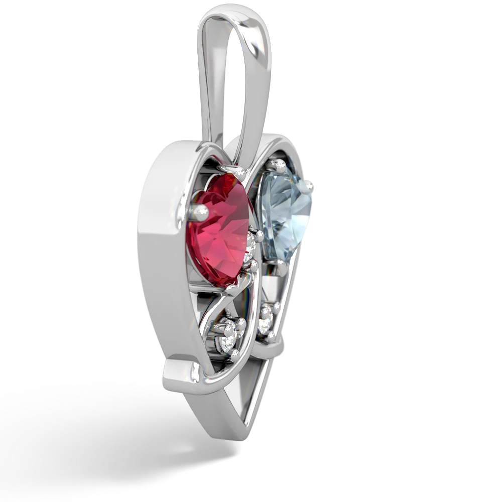 Lab Ruby Celtic Trinity Heart 14K White Gold pendant P5331