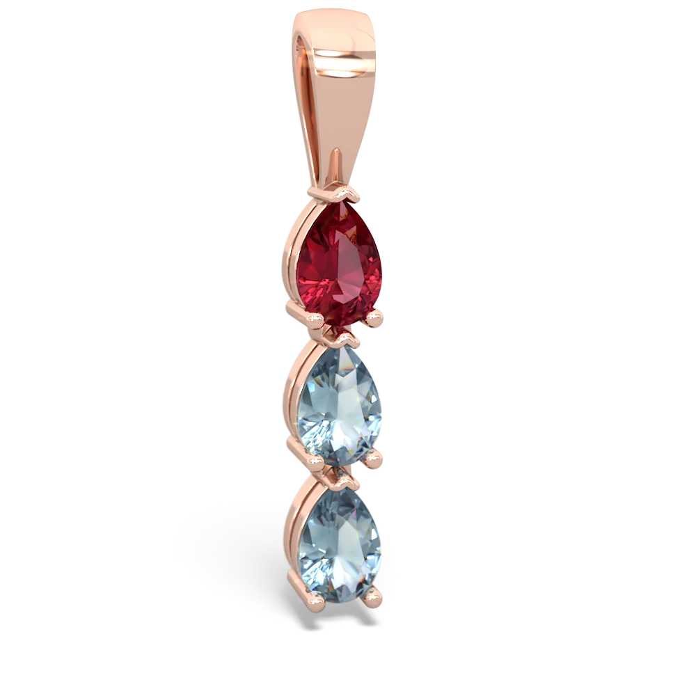 Lab Ruby Dew Drops 14K Rose Gold pendant P2251