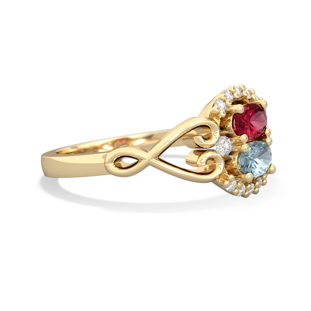 Lab Ruby Love Nest 14K Yellow Gold ring R5860