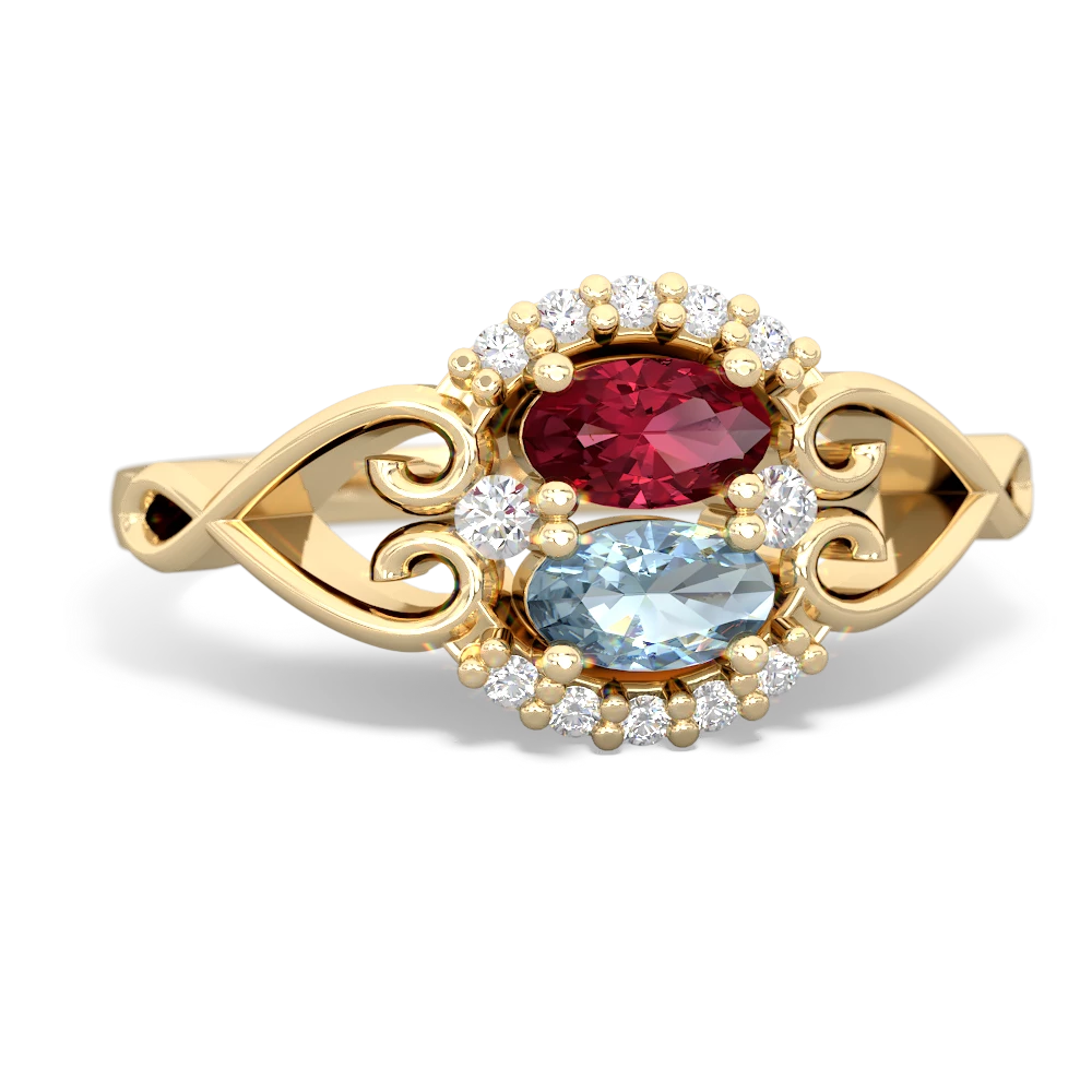 Lab Ruby Love Nest 14K Yellow Gold ring R5860