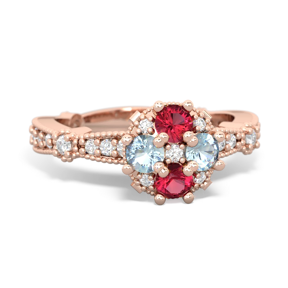 Lab Ruby Sparkling Tiara Cluster 14K Rose Gold ring R26293RD