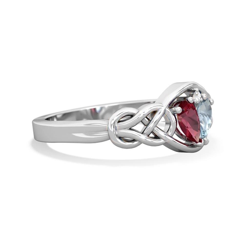 Lab Ruby Celtic Love Knot 14K White Gold ring R5420