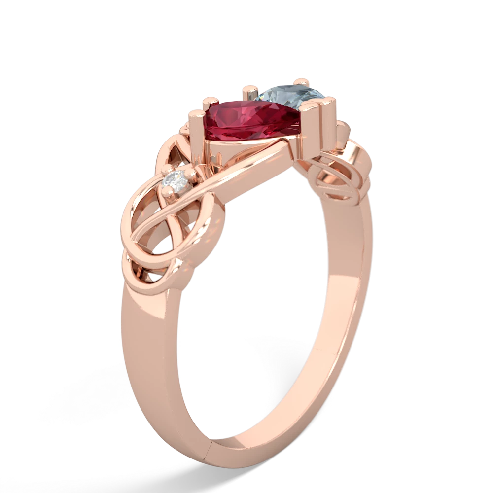 Lab Ruby 'One Heart' Celtic Knot Claddagh 14K Rose Gold ring R5322