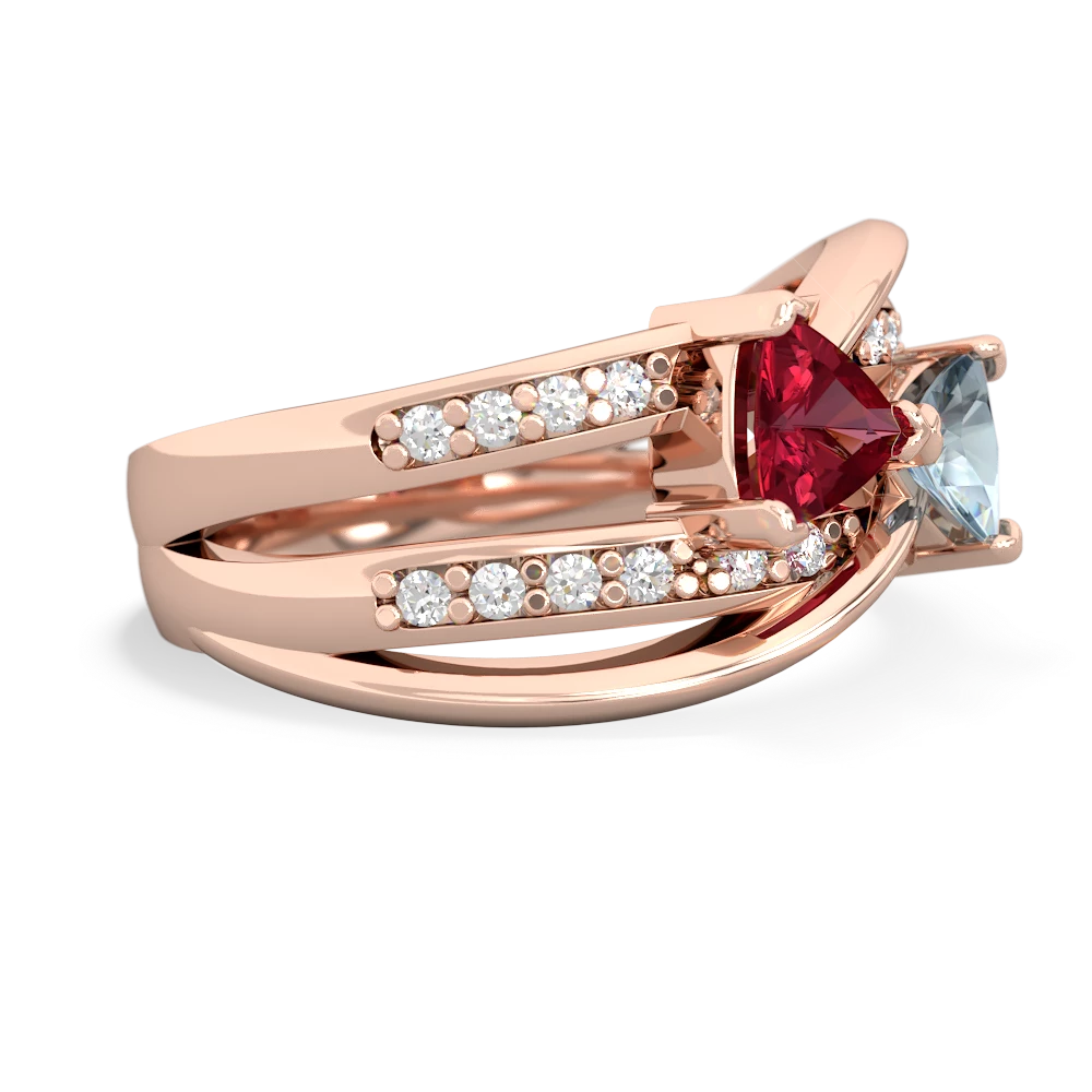 Lab Ruby Bowtie 14K Rose Gold ring R2360