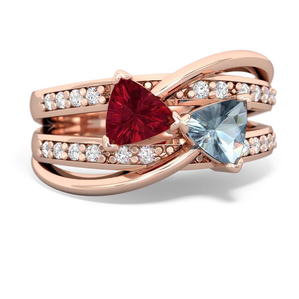 Lab Ruby Bowtie 14K Rose Gold ring R2360