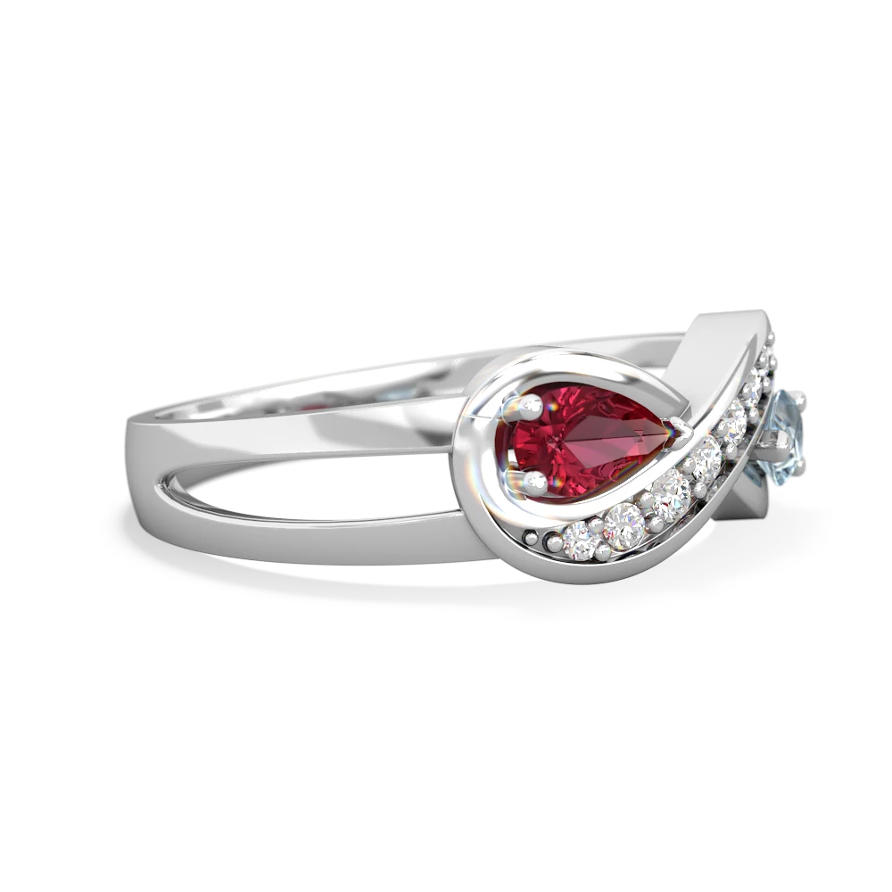 Lab Ruby Diamond Infinity 14K White Gold ring R5390