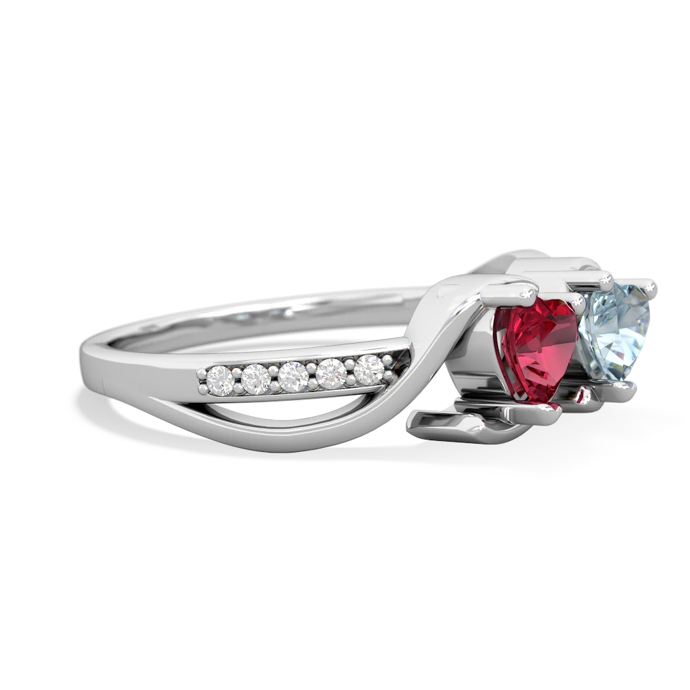 Lab Ruby Side By Side 14K White Gold ring R3090