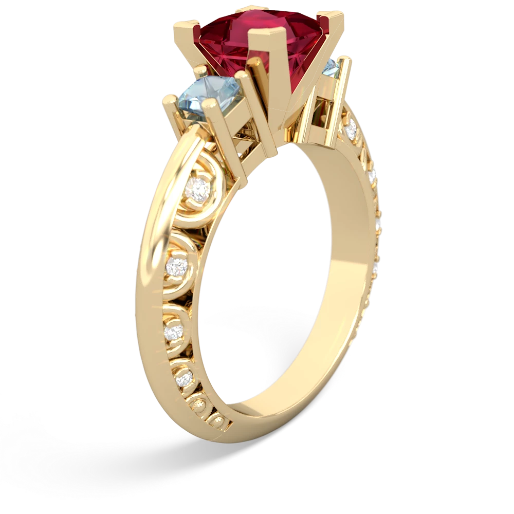 Lab Ruby Eternal Embrace Engagement 14K Yellow Gold ring C2001