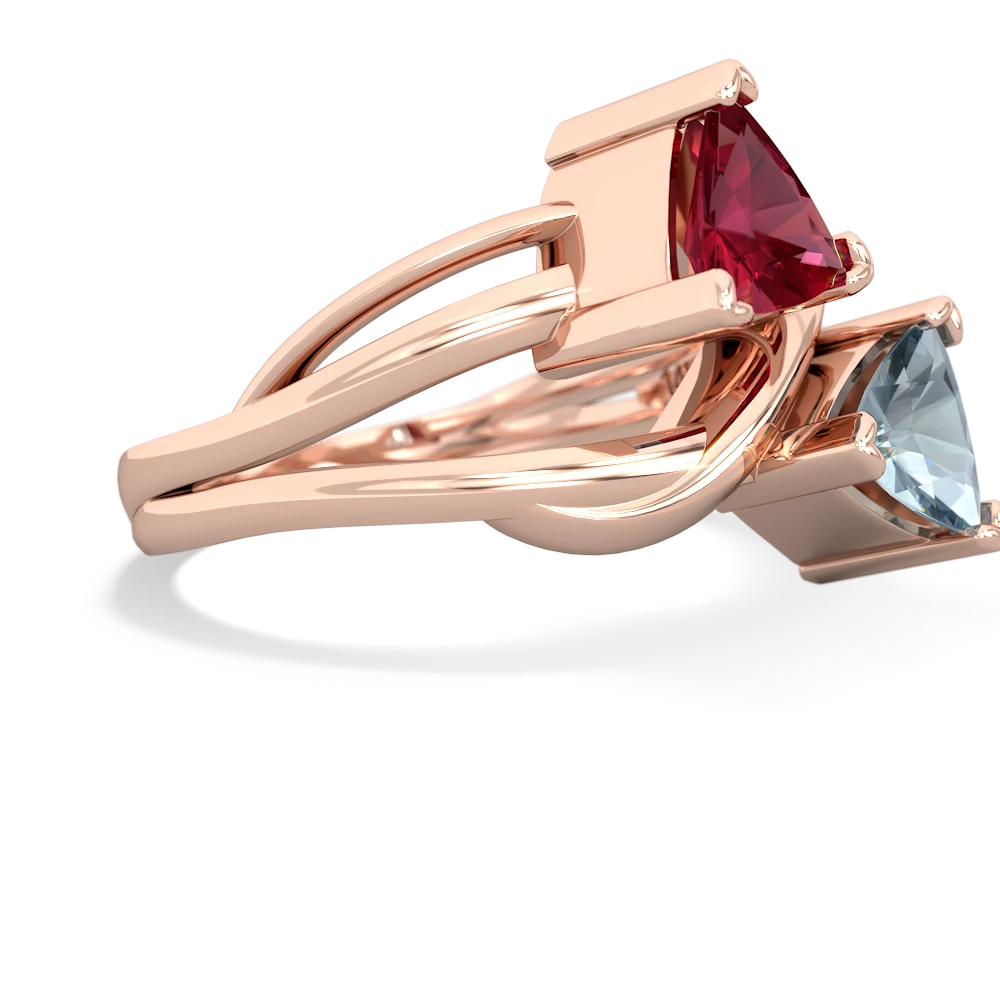 Lab Ruby Split Band Swirl 14K Rose Gold ring R2341