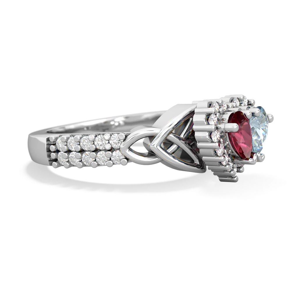 Lab Ruby Celtic Knot Two Hearts As One 14K White Gold ring R2644HRT