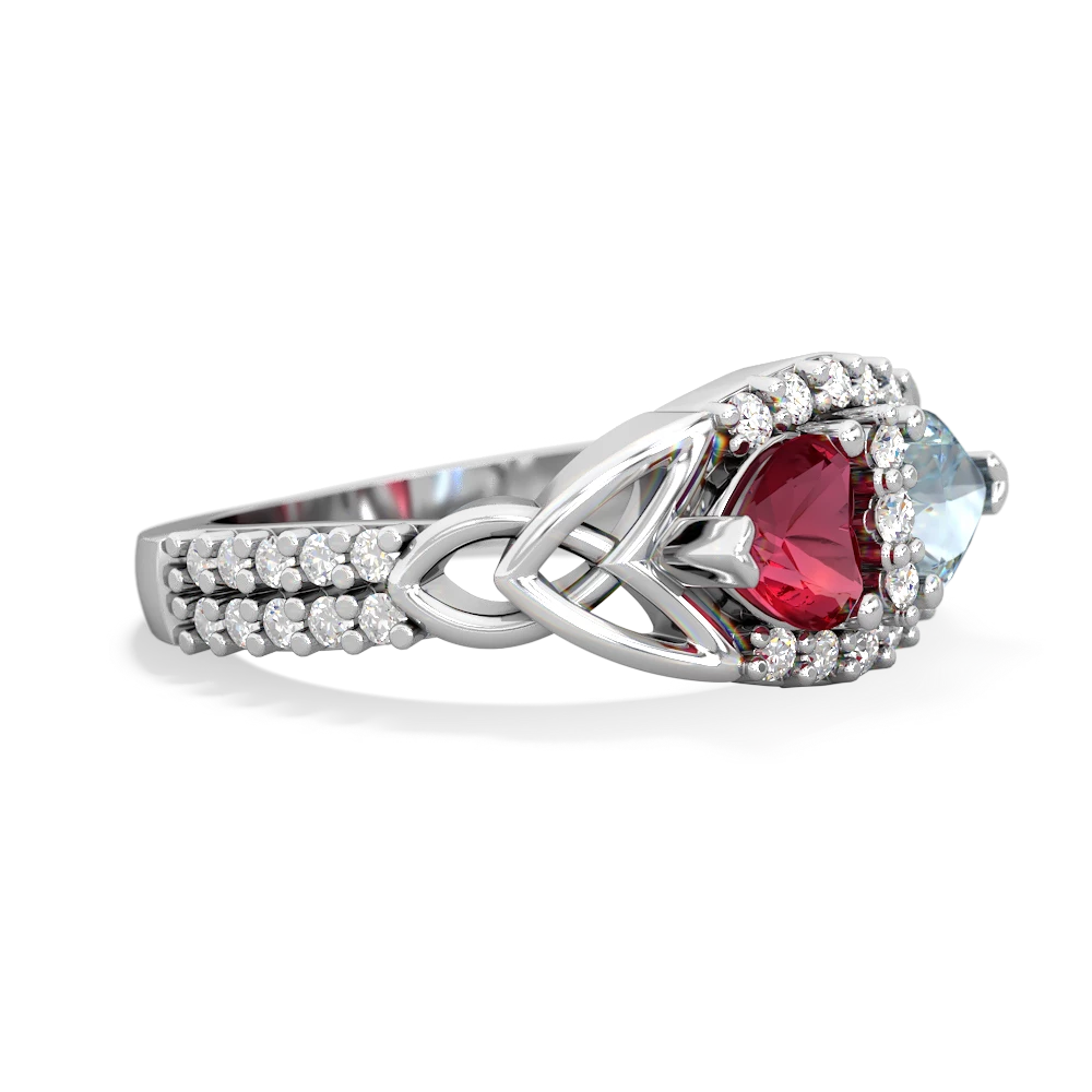 Lab Ruby Sparkling Celtic Knot 14K White Gold ring R2645