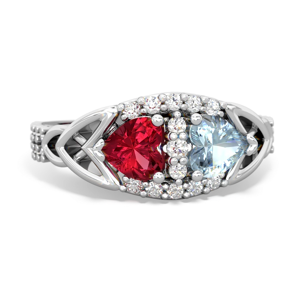 Lab Ruby Sparkling Celtic Knot 14K White Gold ring R2645