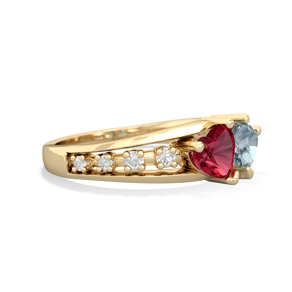 Lab Ruby Heart To Heart 14K Yellow Gold ring R3342