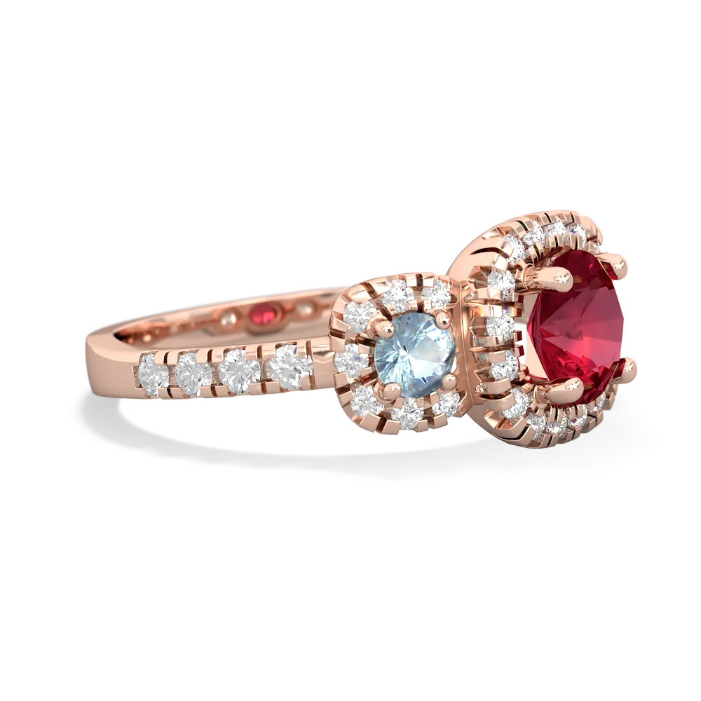 Lab Ruby Regal Halo 14K Rose Gold ring R5350