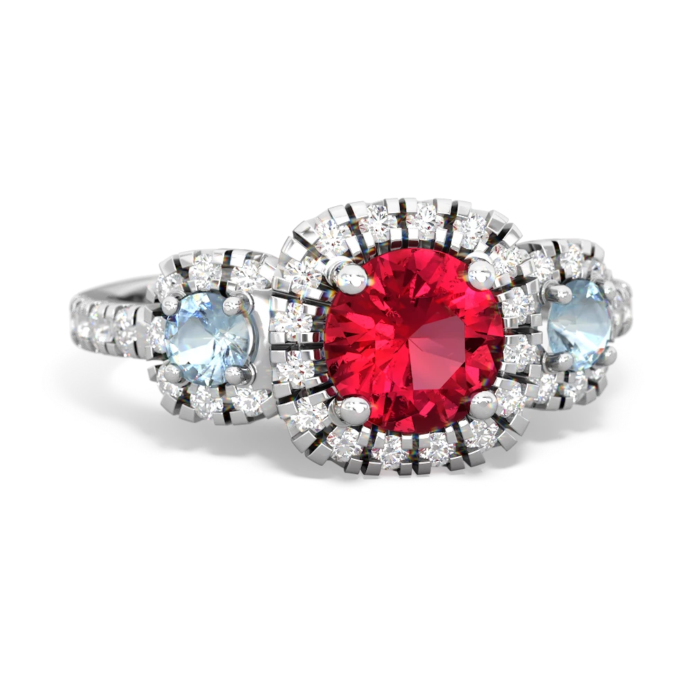 Lab Ruby Regal Halo 14K White Gold ring R5350