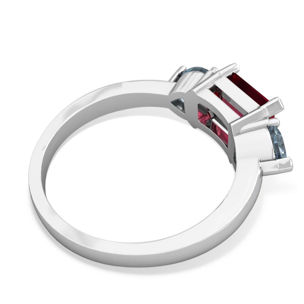 Lab Ruby Three Stone 14K White Gold ring R5235