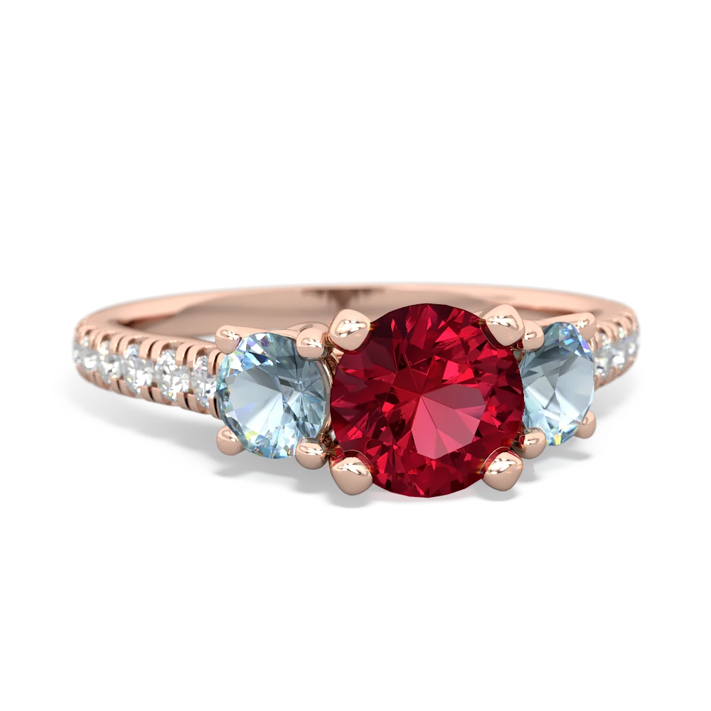 Lab Ruby Pave Trellis 14K Rose Gold ring R5500