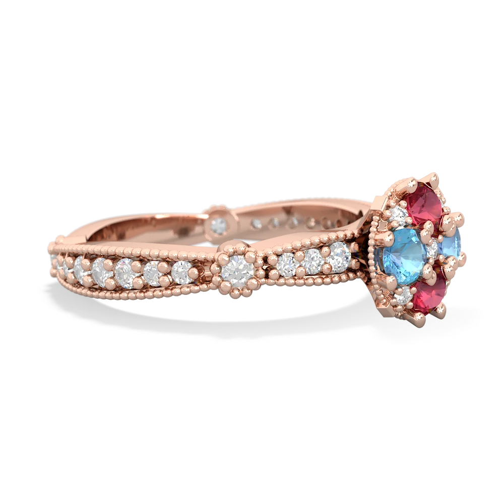 Lab Ruby Sparkling Tiara Cluster 14K Rose Gold ring R26293RD