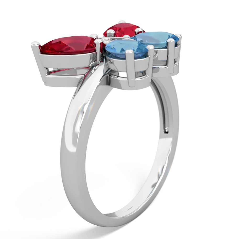 Lab Ruby Butterfly 14K White Gold ring R2215