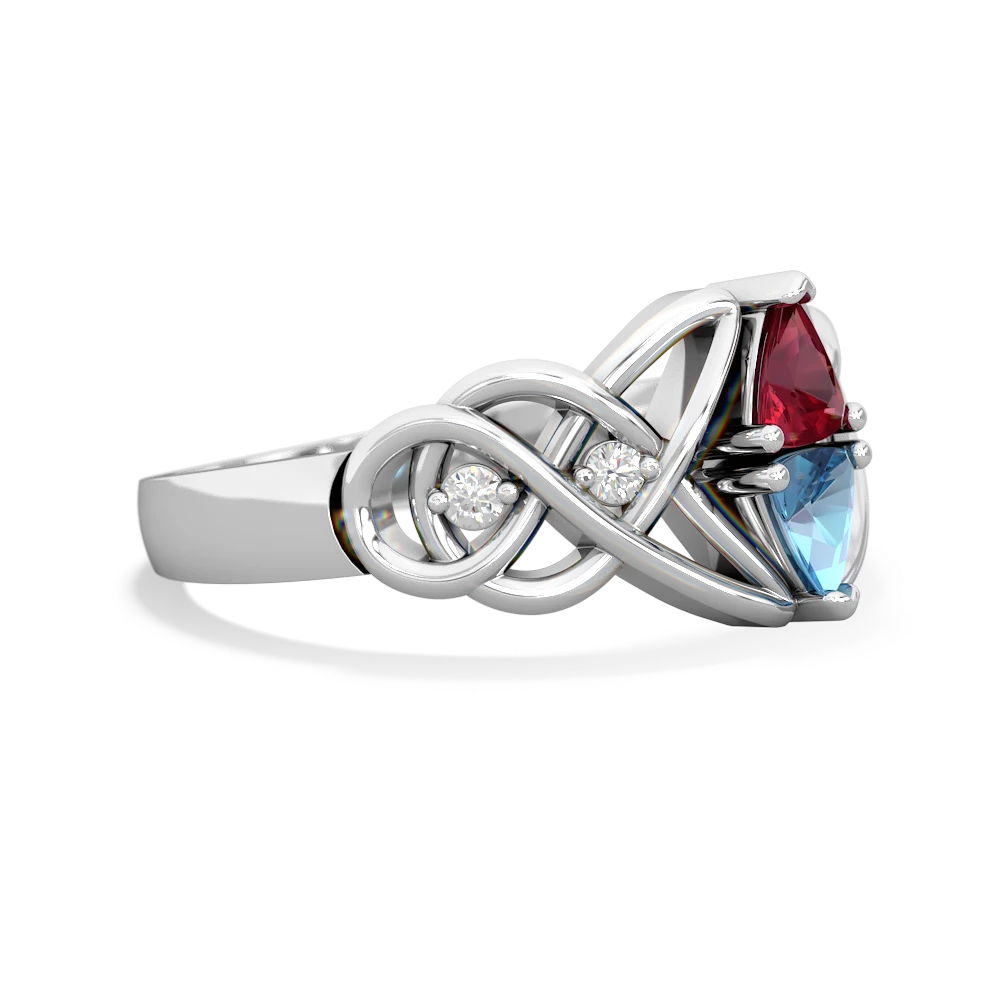 Lab Ruby Keepsake Celtic Knot 14K White Gold ring R5300