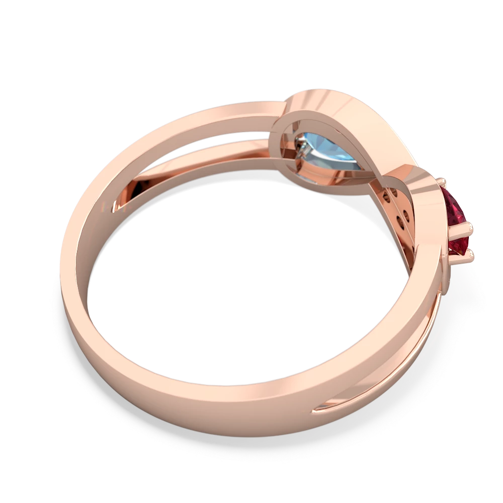 Lab Ruby Diamond Infinity 14K Rose Gold ring R5390