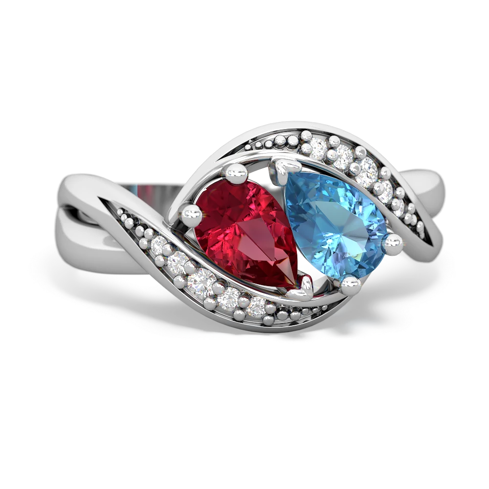 Lab Ruby Summer Winds 14K White Gold ring R5342