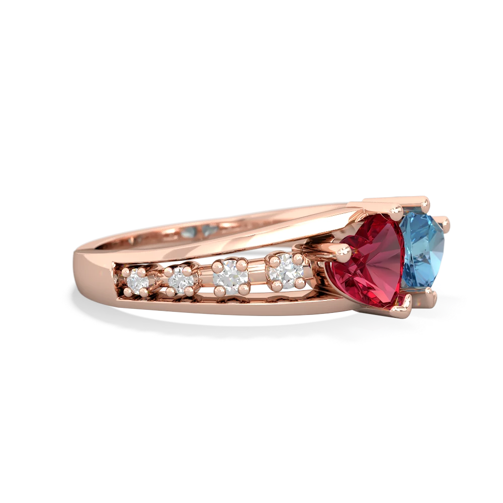 Lab Ruby Heart To Heart 14K Rose Gold ring R3342