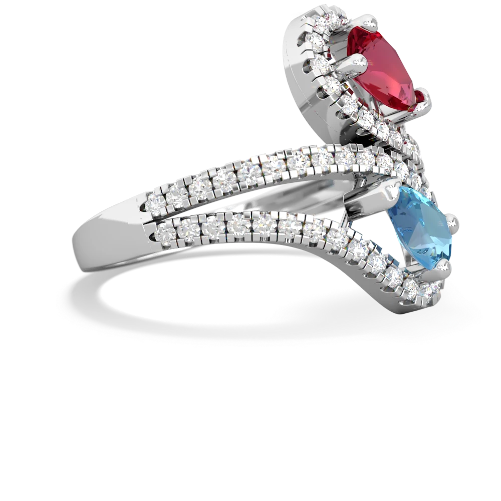 Lab Ruby Diamond Dazzler 14K White Gold ring R3000