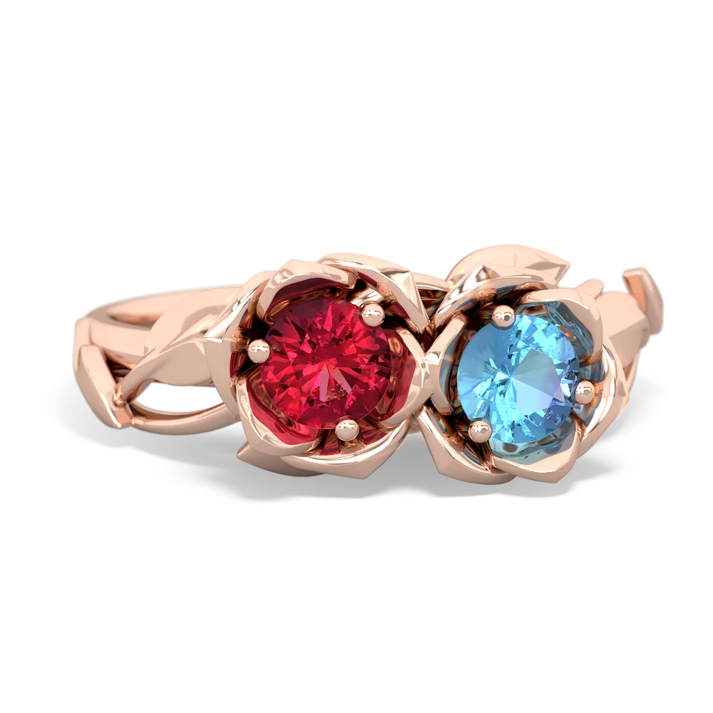 Lab Ruby Rose Garden 14K Rose Gold ring R5510