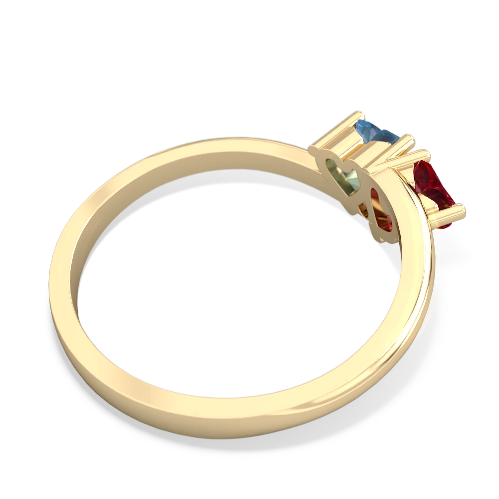 Lab Ruby Sweethearts 14K Yellow Gold ring R5260