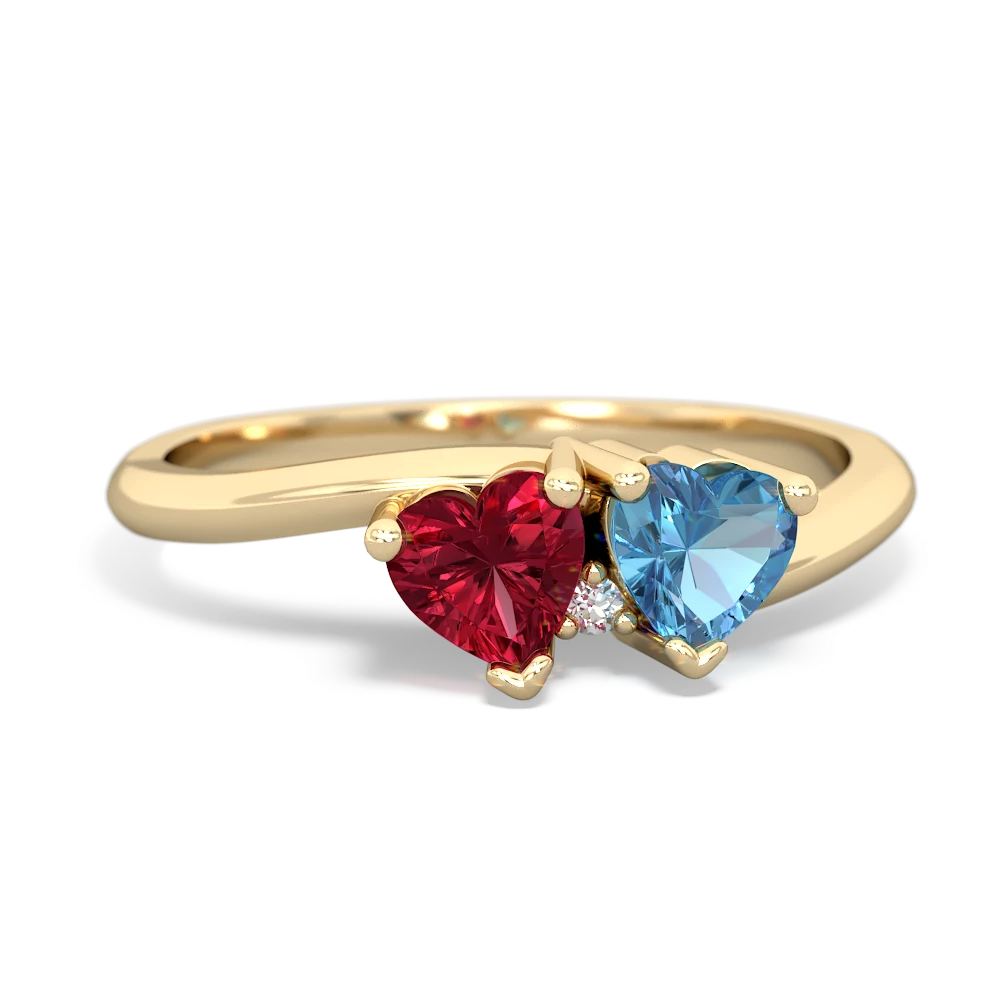 Lab Ruby Sweethearts 14K Yellow Gold ring R5260