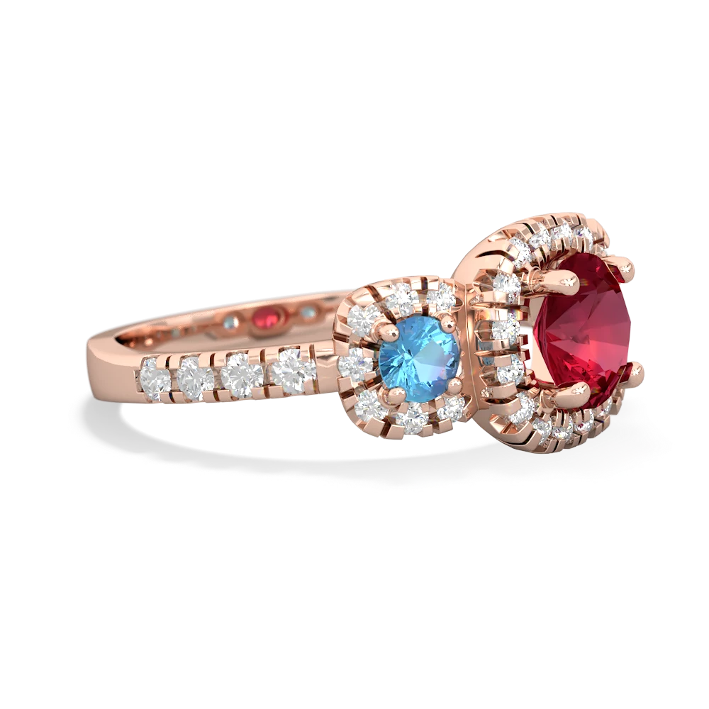 Lab Ruby Regal Halo 14K Rose Gold ring R5350