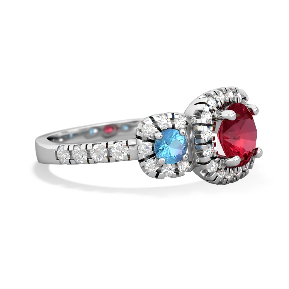 Lab Ruby Regal Halo 14K White Gold ring R5350