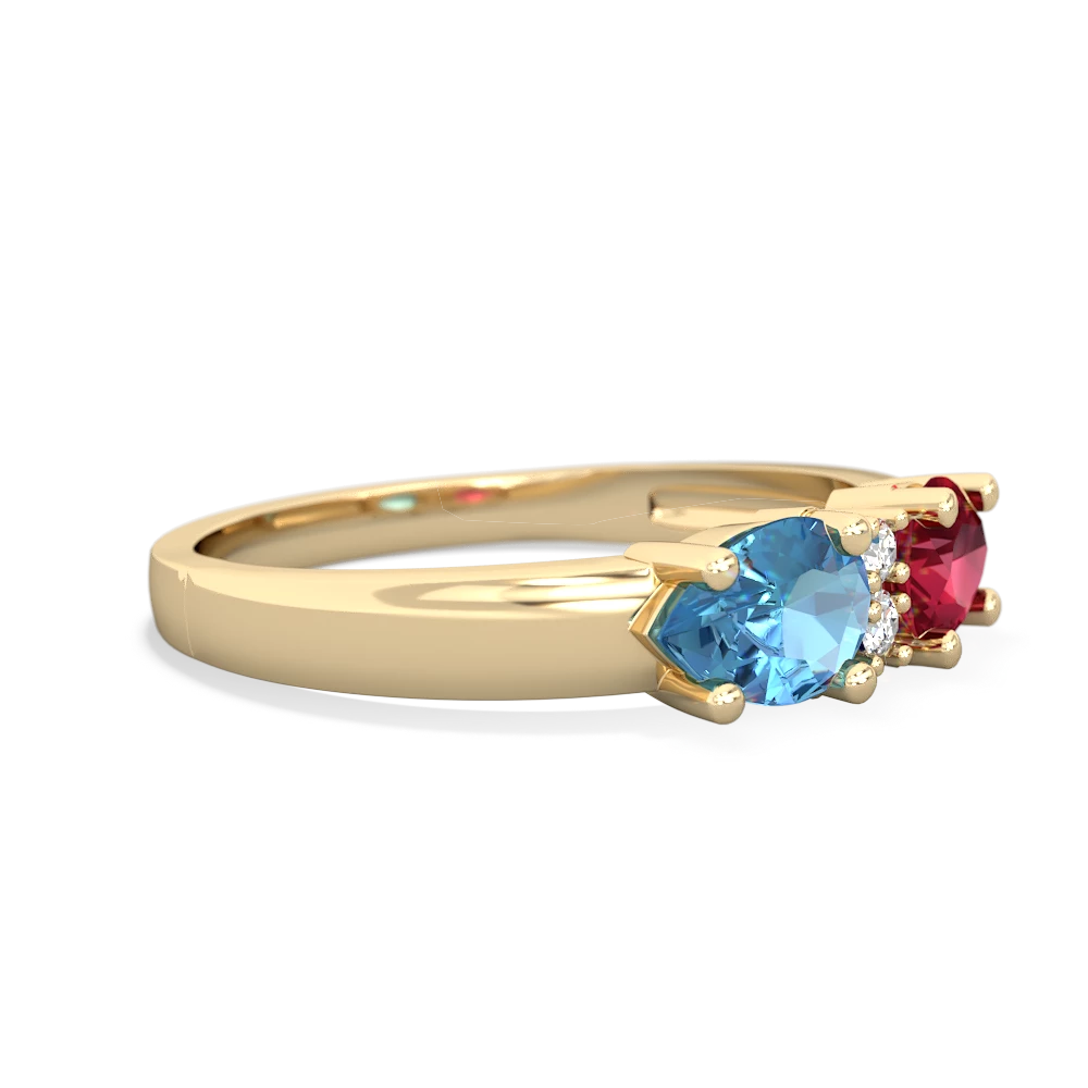 Lab Ruby Pear Bowtie 14K Yellow Gold ring R0865