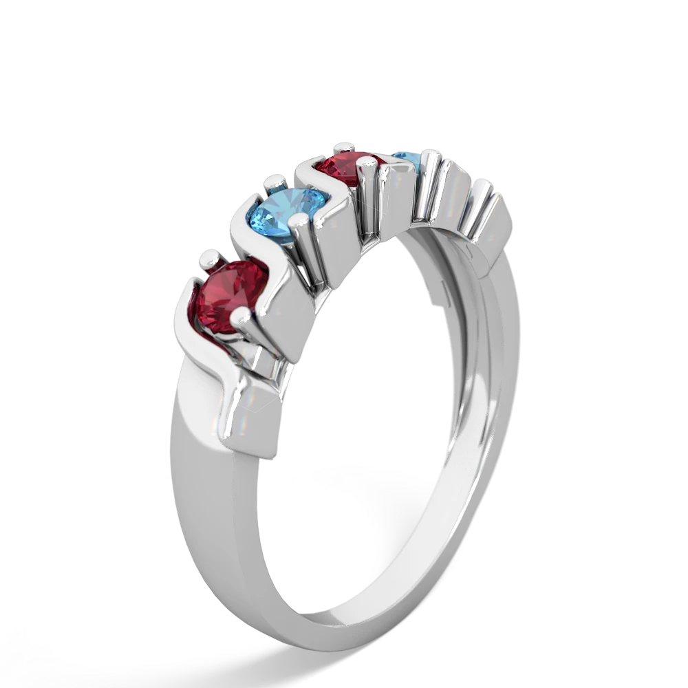 Lab Ruby Anniversary Band 14K White Gold ring R2089