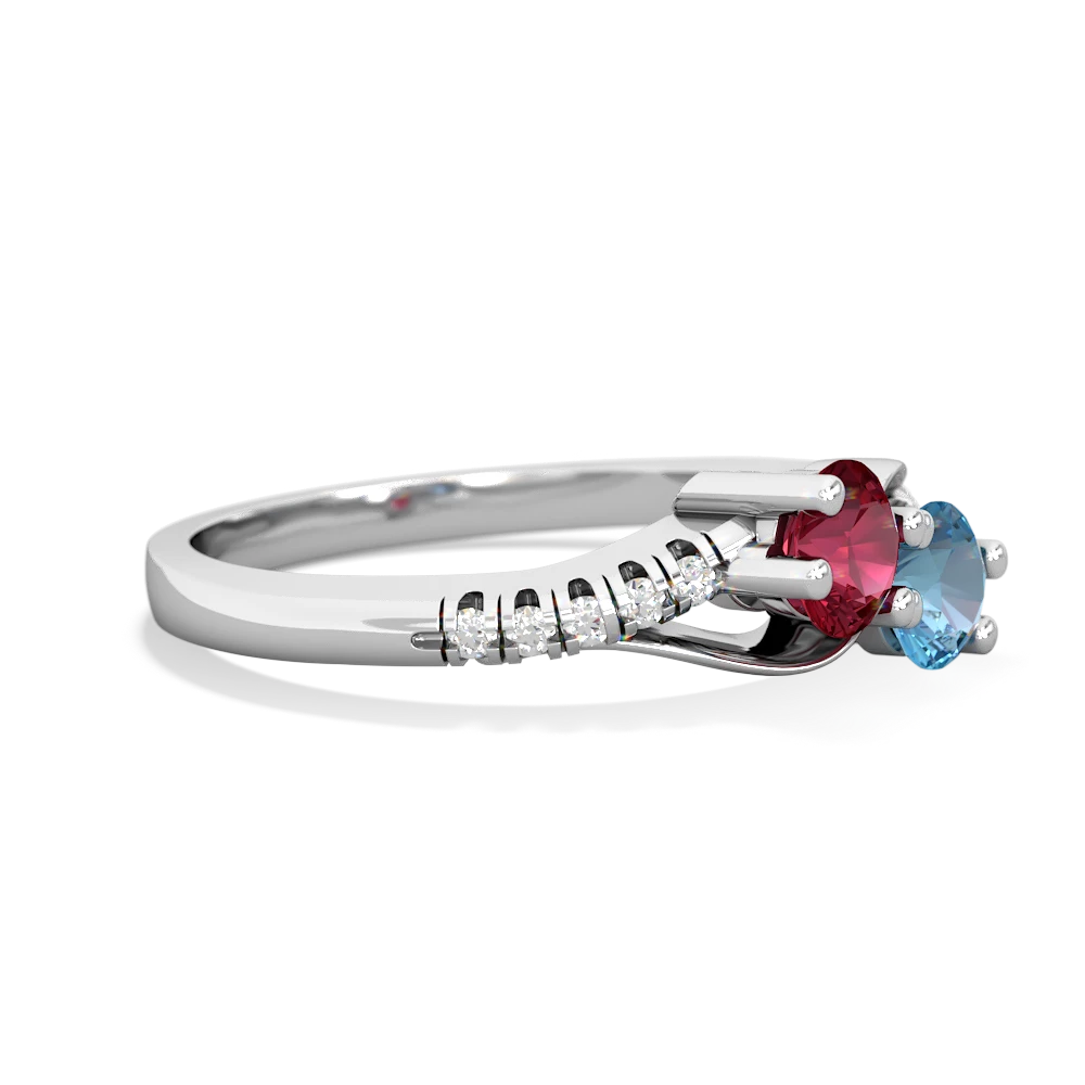 Lab Ruby Infinity Pave Two Stone 14K White Gold ring R5285