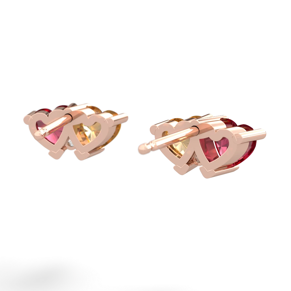 Lab Ruby Sweethearts 14K Rose Gold earrings E5260